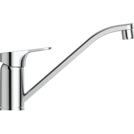 Porcher – Mitigeur de cuisine monotrou chrome orientable – Aérateur intégré – Cartouche céramique 38 mm – Limiteur de température et débit (1/4)