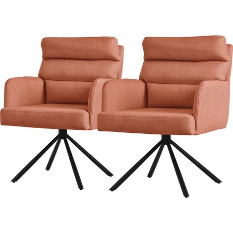 ML-Design Set de 2 Chaises de Salle à Manger Orange, Pivotantes Position Voiture, Chaises Rembourrées avec Revêtement en Polyester et Coussins de Dossier, Pieds Métalliques, Fauteuil de Salon Cuisine (1/5)