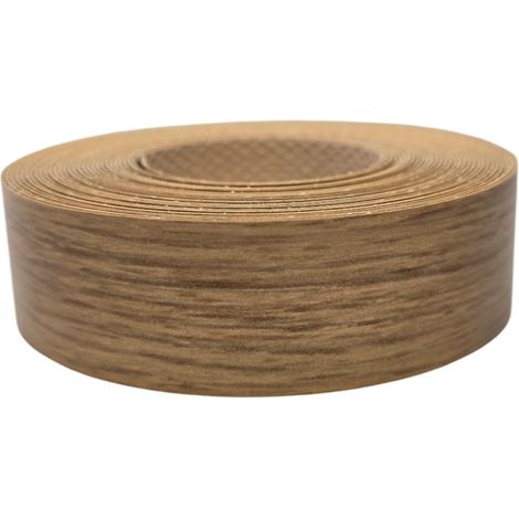 Bande de chant thermocollante 21mm x 5m épaisseur 0,50mm Mélaminé Facile à Appliquer Bricolage Étagère Meuble Panneau Bois Durable, Chêne Calais Clair