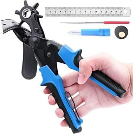 Pince perforatrice Roue de Perforation en Cuir avec 2 Gratuit Extra Large Punch Assiettes et règle Pratique Multi Dimension Comprimé Pince Parfait pour Ceintures, Travaux Manuels Etc (1/5)