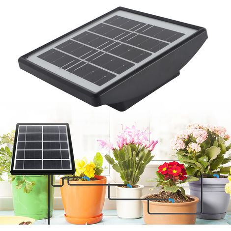 Kit de riego automático por goteo solar con batería de litio de 2000 mAh – Sistema de tuberías de PVC y ABS para jardín, balcón y terraza. (1/5)