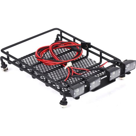 Porte-bagages de toit de taille moyenne avec lumières LED Quadrate pour voiture SCX10 1/10 RC (4 blancs) (1/5)