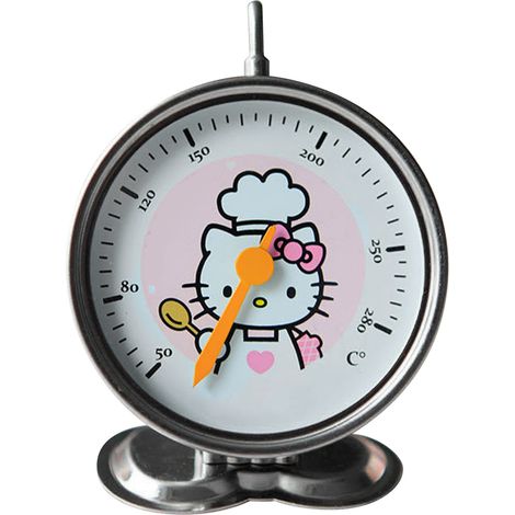 Thermomètre de four en acier inoxydable avec motif chat, verre, crochet, noeud papillon, accessoire de cuisine suspendu KT7055 (1/5)