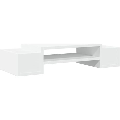 Supporto per monitor tavolo da scrivania con contenitore in legno ingegnerizzato bianco 020044921