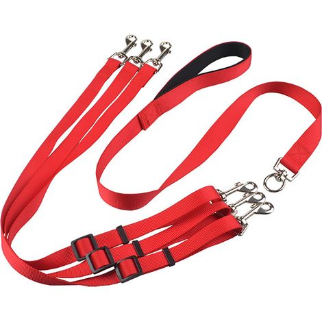 Juego de tres correas para perros con correa de nailon ajustable de una a tres longitudes. (1/5)