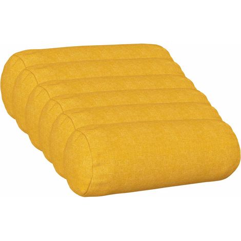 vidaXL Cushion Cover 6 pcs HEERLEN Light Yellow 脴 15 x 40 cm Fabric (1/5)