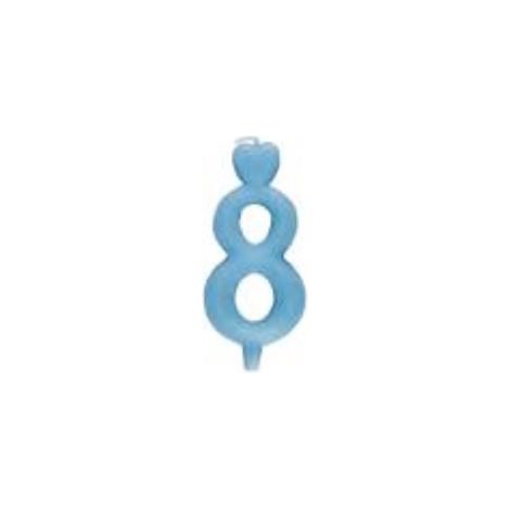 Bougie numéro 8 Gâteau en forme de cœur bleu