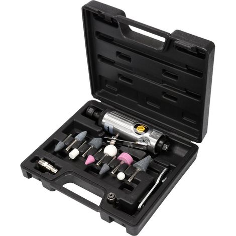 MINI MEULEUSE PNEUMATIQUE DROITE AVEC MEULES ET ACCESSOIRES - 15 pcs