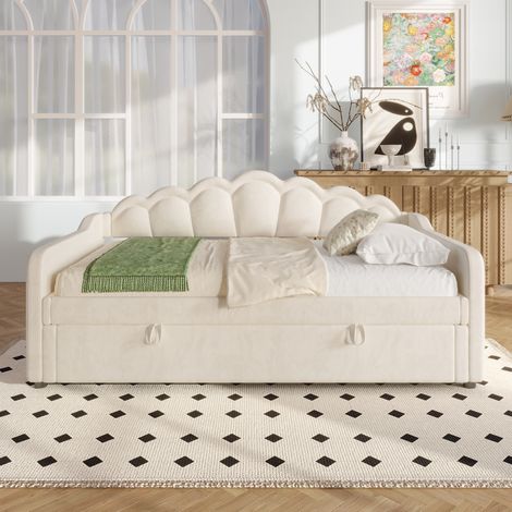 letto contenitore 90x200 idraulico LED velluto beige OKMYHOME (1/5)
