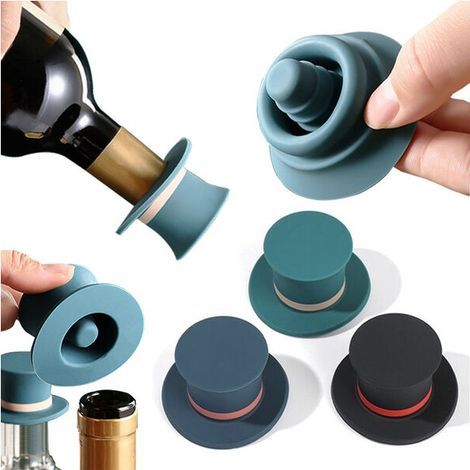 Bouchon étanche en silicone noir pour bouteilles de champagne, bière et vin. Idéal pour garder la fraîcheur.-AquaForge (1/5)