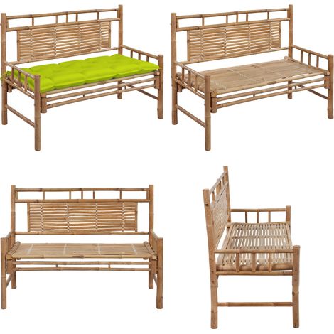 Banc de jardin avec coussin 120 cm Bambou - Banc De Jardin - Mobilier De Jardin - Banc En Bambou - Chaise Extérieure - Assise Confortable - Home & Living (1/5)