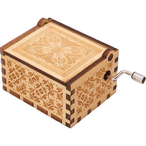 Boîte à musique en bois, Joyeux anniversaire, à manivelle, style rétro, durable, boîte à musique en bois gravée au laser, convient aux enfants, aux familles et aux bureaux. (1/5)
