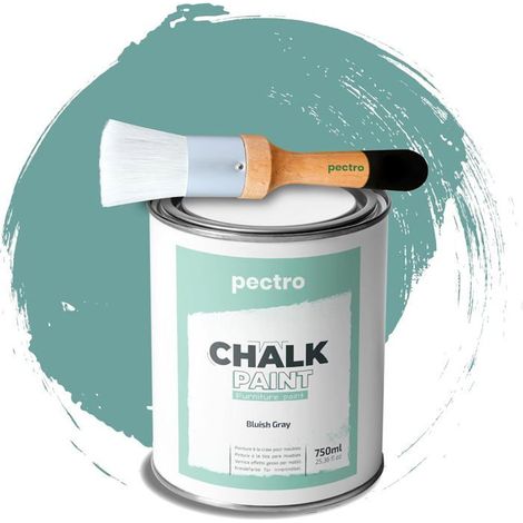 Kreidefarbe - PECTRO - BLAUGRÜN - 750ml - Holzpinsel - Matt-Finish