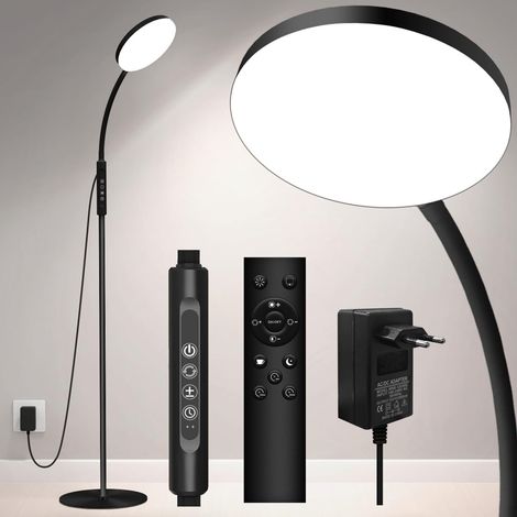 ROSNEK LED Stehlampe dimmbar Leselampe mit Schwanenhals 5 Farbtemperaturen 10 Helligkeitsstufen Fernbedienung 165 cm Schwarz (1/5)