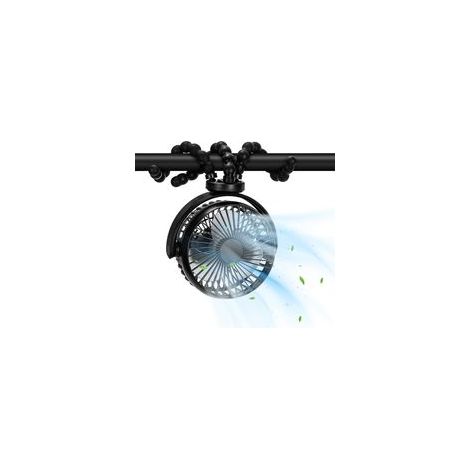 Noir,Ventilateur De Poussette, Ventilateur Portable 40 Heures, Petit Ventilateur Pivotant à 360°, Ventilateur De Bureau 5200Mah Pour Chambre à Coucher, SièGe De Voiture, Berceau, Tapis Roulant, Voyage