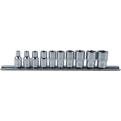 Serie di bussole poligonali 1/4" CHROMEplus, 10 pz, 4 -13 mm