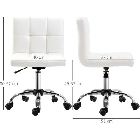 Bürostuhl 45x57 cm weiß aus Kunstleder höhenverstellbar mit Rollen (1/5)
