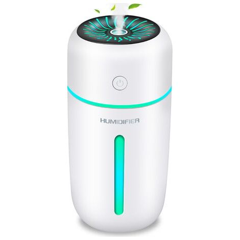 Humidificateur d'Air 300 Ml avec Veilleuse Colorée, Arrêt Automatique et Mode 2 Brumes, Humidificateur pour Bureau, Chambre, Auto, Maison (1/5)