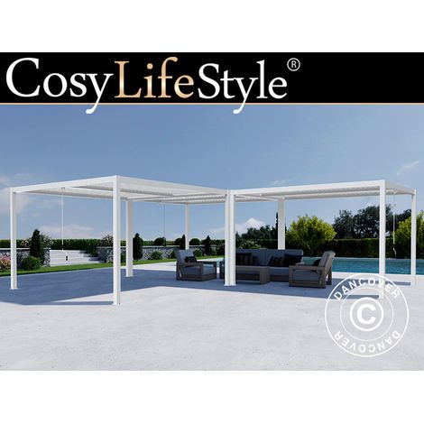 Bioclimatic pergola gazebo San Pablo Alu+, 3x4 m, 4x4 m, 3x5.8 m, White, 3 pcs. - Dancover