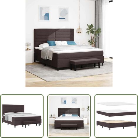 Matratze -  Boxspringbett mit Matratze Dunkelbraun 180 x 200 cm Stoff (1/5)