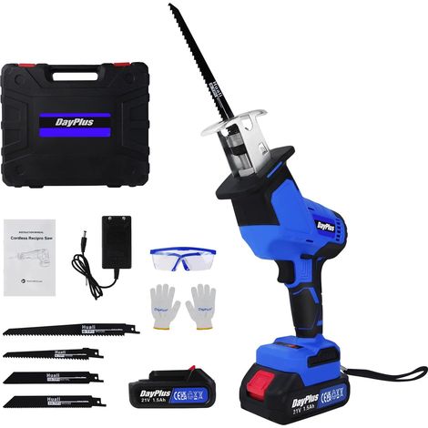 Scie alternative électrique sans fil-coupe au sabre avec Batterie 21V Power Tool 4 PCS Lames de scie idéal pour la Coupe du bois, du PVC et du métal (W / 1 Batterie) (1/5)