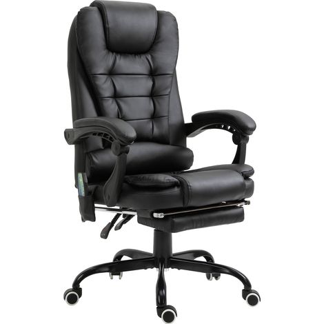 Sillón De Masaje Con Sillón Ejecutivo De 7 Puntos Sillón Giratorio De Altura Regulable Con Reposapiés Integrado Cojín Lumbar 67 X 79 X 111-121 Cm