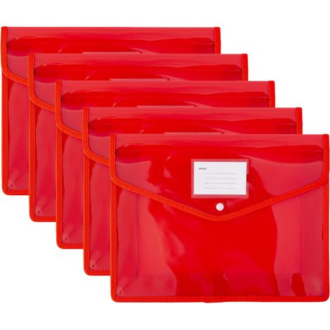 Bolsas para documentos con cierre de botón a presión, organizadores de documentos impermeables, aptos para papel tamaño carta, laterales de tela (paquete de 5)