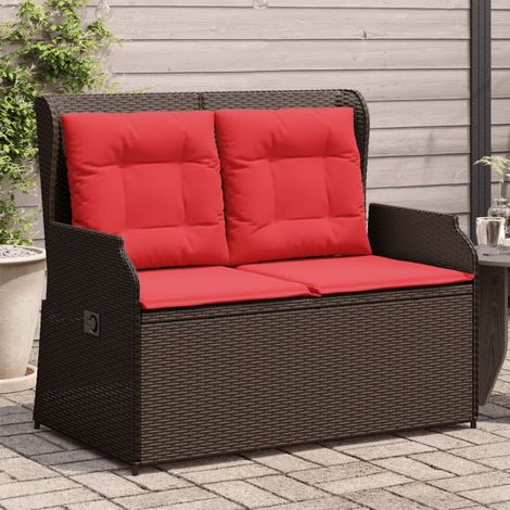 Teenpull – Gartenbank mit Liegefunktion und Kissen Braun Polyrattan (1/5)