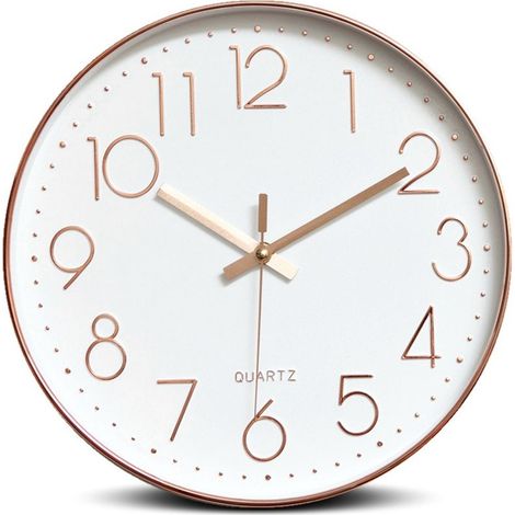 Quality Quartz Silent Wall Clock, Round Easy to Read Silent Wall Clock GOLD (1/4)