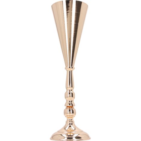 Golden Iron Vase European Style Exquisite Decorative Vintage Flower Vase for Wedding Hotel Party Home 12x42cm / 4.7x16.5in