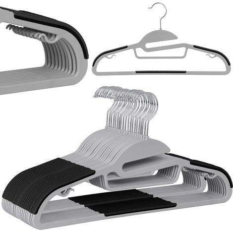 Flexible Kleiderbügel, 20er-Set, grau-schwarz