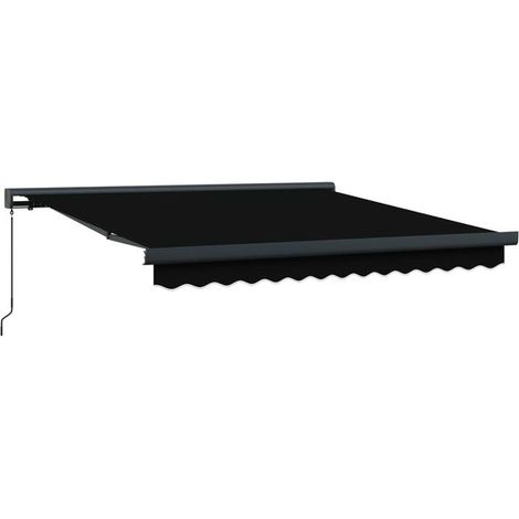 Store banne rétractable noir, 300 x 250 cm, tissu et métal.