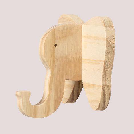 SKLUM Wandgarderobe aus Holz Pypa Kids Elefant (1/5)