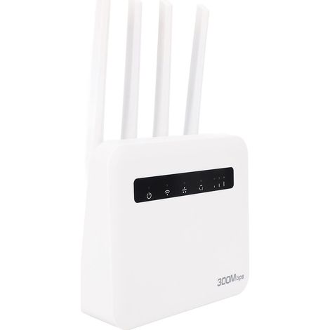 Routeur sans fil 4G LTE avec emplacement pour carte SIM, double bande, déverrouillé, point d'accès Wi-Fi 300 Mbps, 4 antennes, compatible avec les réseaux B1, B3, B7, B8, B20, B28, B38, B40 et B41 (Eu (1/5)