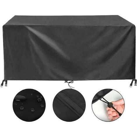Housse Salon de Jardin Exterieur Imperméable Tissu Oxford 420D Coupe-Vent Anti-UV Housse de Protection Table de Jardin, Rectangulaire (152x104x74cm) - Noir (1/5)