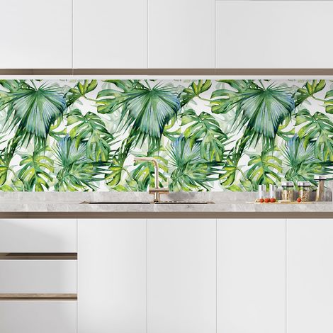Crédence adhésive cuisine - Fleurs tropicales - 50x50 cm - Adhésif MAT (1/5)