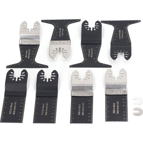 10-teiliges Set oszillierender Sägeblätter mit Schnellwechselsystem, universell einsetzbar für Holz, Metall und Kunststoff (34 mm bis 68 mm). (1/5)