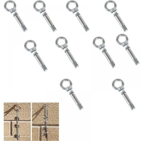 10-Pack Boulons à Expansion M8 x 60mm Manchon en Acier Boulon à œil 304 Inoxydable Expansion du Béton Ancrage Vis à Oeil Chevilles Boulons