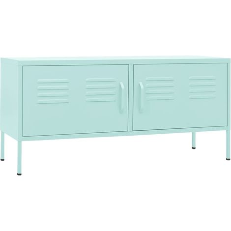 Mobile TV multimediale Mensola TV Buffet TV Sala da pranzo Soggiorno Camera da letto Menta 105 x 35 x 50 cm Acciaio verde 020027689