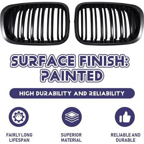 colour: Carbon fibre texture + gloss black Material: ABS Automotive double bar grille. (1/5)