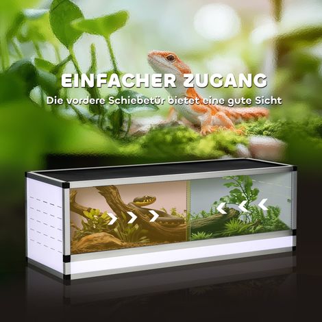 Terrarium acrylique 120x40x40 cm pour reptiles, amphibiens, insectes, escargots et araignées sauteuses - boîte d'alimentation (1/5)