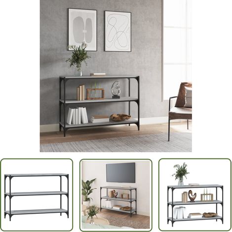 The Living Store Bibliothèque Sonoma gris 100x33x70,5 cm Bois d'ingénierie acier - Bibliothèque Industrielle - Étagère Murale - Rangement Intérieur - Meuble Tv - Bibliothèque Moderne (1/5)