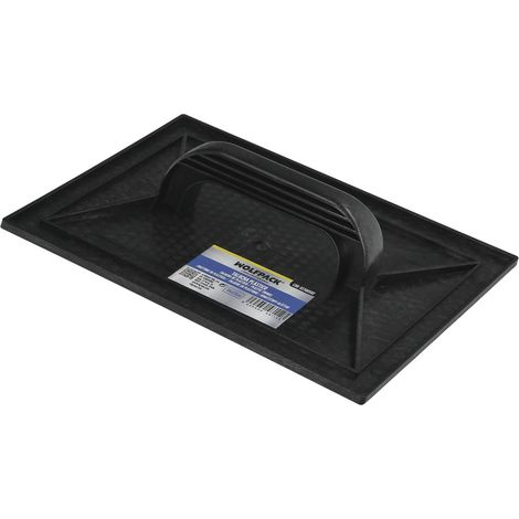 talocha plastico 34 x 23 cm. mango redondo negro con alveolos (1/4)