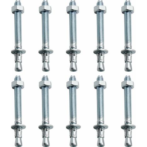 Ankerdübel, 10 Stück M10/10 mm Hochleistungsanker, verzinkte Metallanker, für Balustraden, Vorhangfassaden, Balken, Stützen, Träger