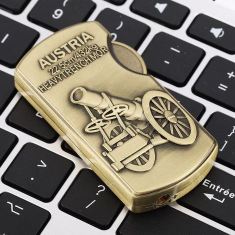 Nachfüllbares Butangasfeuerzeug in windfestem Bronze (1/3)