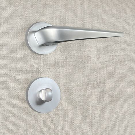 Poignée de porte design à condamnation finition aspect chrome mat Alissia - KATCHMEE - KatchMee (1/4)