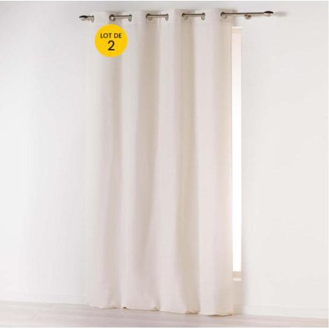 Lot de 2 rideaux unis 140x 260 cm Absolu en microfibre Naturel (1/3)