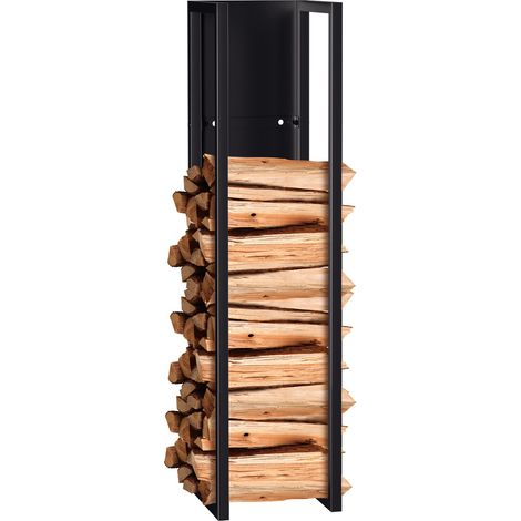 Jopassy Cassetta di immagazzinamento da ardere per esterni Scaffale in metallo nero per legna da ardere per interni 160x25x25 cm (1/4)