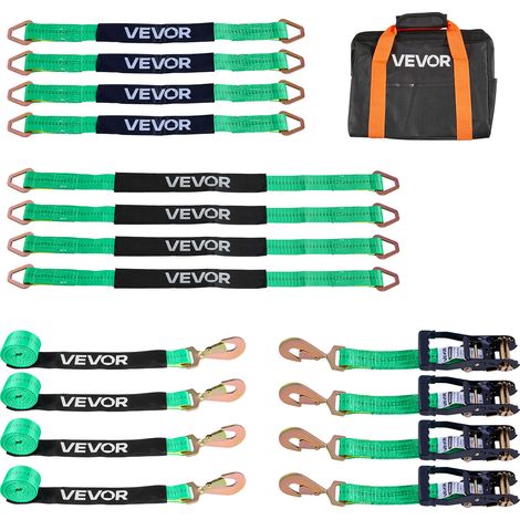 VEVOR Cinghie di Fissaggio per Pneumatici 50,8 x 2438,4 mm con Gancio a Molla Resistenza alla Trazione di 4540 kg Capacita di Carico di 1512 kg, Cinghie di Tensionamento per Pneumatici, Verde