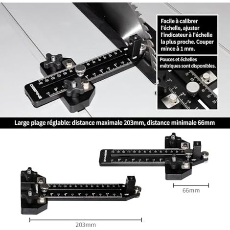 Guide de gabarit fin pour scie à table, pour couper des bandes étroites répétitives, guide de déchirure rapide et fin,scie à ruban,table avec compteur de précision (1/3)